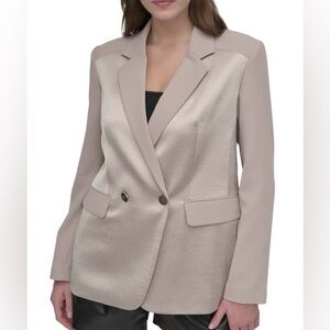 NWT DKNY Women's Beige Double-faced Satin Tailored Blazer size Small